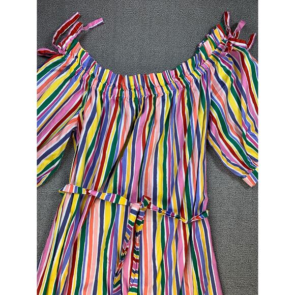 Eloquii Dress Striped Off the Shoulder Rainbow Mini Size 16 - Picture 6 of 12